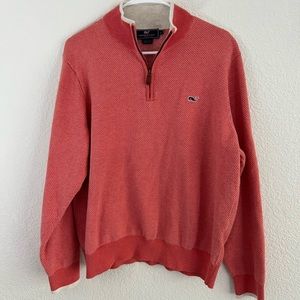 Vineyard Vines Sweater Mens Large Quarter Zip Long Sleeve Pullover Salmon Color
